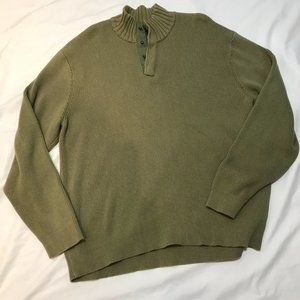 Rough Hewn sz xl green  collard  4 snaps closure  sweater 100% cotton knit